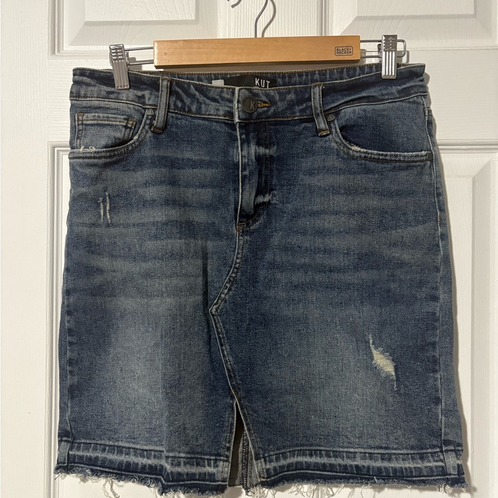 Kut from the Kloth Blue Denim Skirt